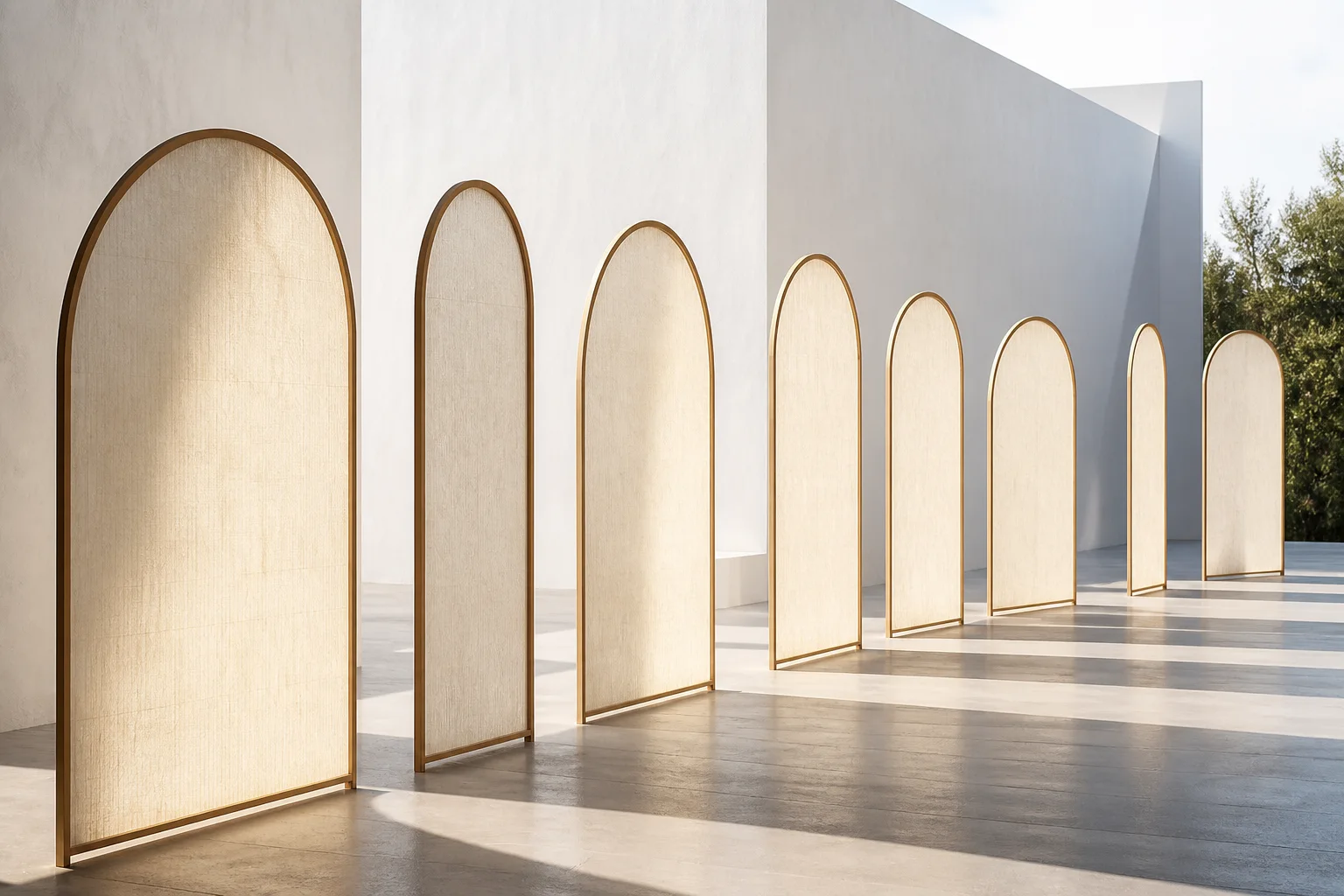 Arcos de papel separados a distintas distancias proyectan sombras que representan el ritmo de los capítulos