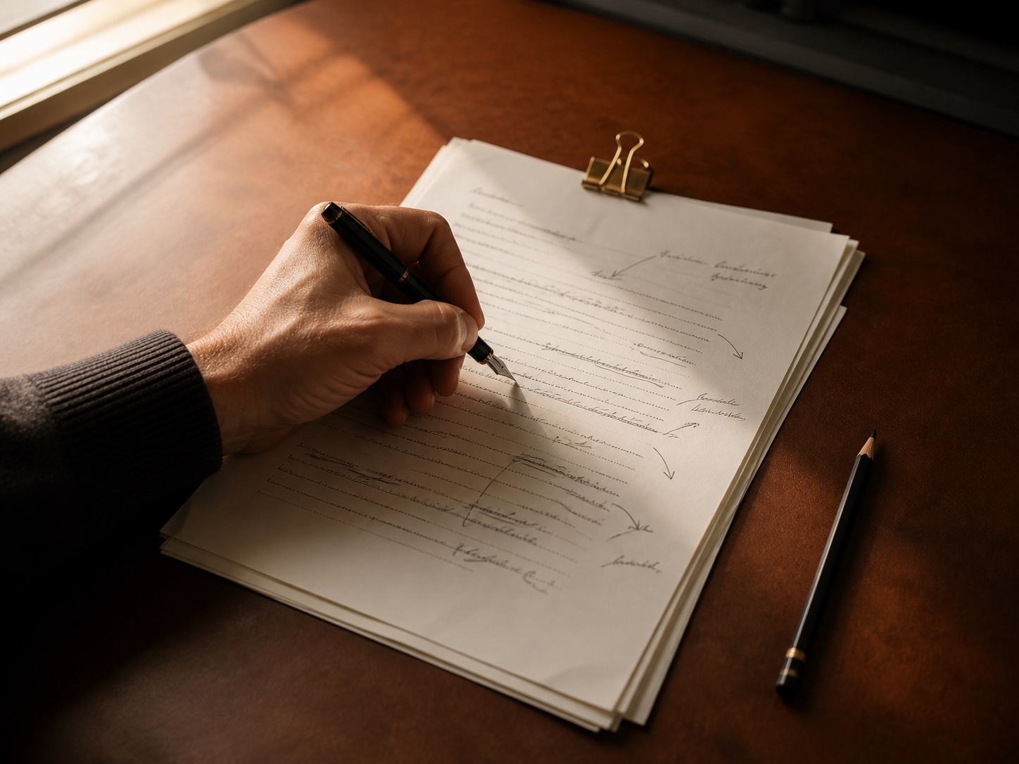 Writer revising a conversation between two fictional characters
